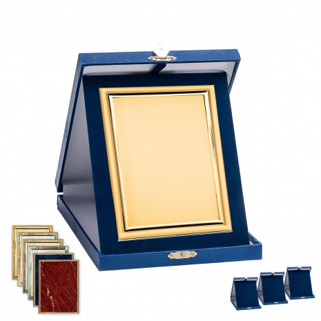 Lederähnliche Plakettenbox in Blau