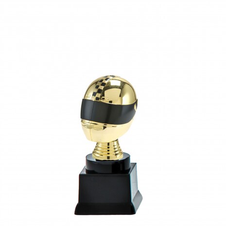 Motorsport (Helm) auf schwarzem Blocksockel