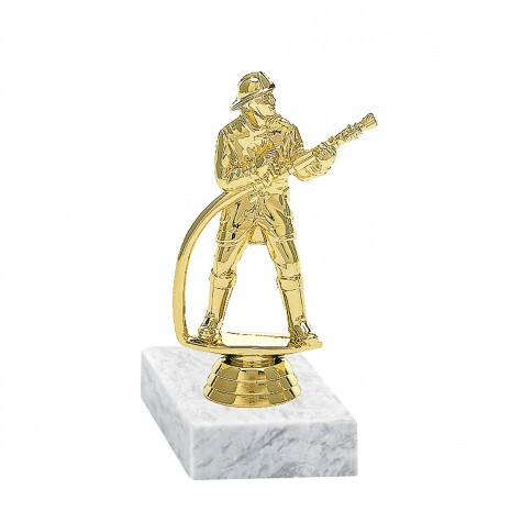 Feuerwehrmann Goldfigur mit Basis