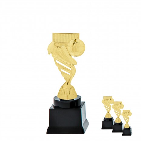 Fußballthema auf schwarzem Blocksockel