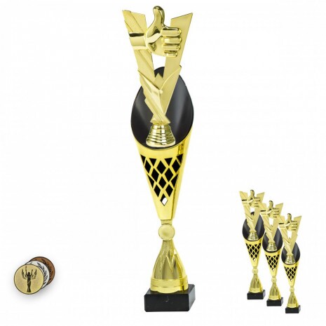 Like auf einer schwarz-goldenen Trophäe