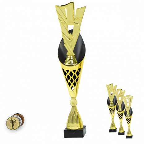 Platz auf einer schwarz-goldenen Trophäe