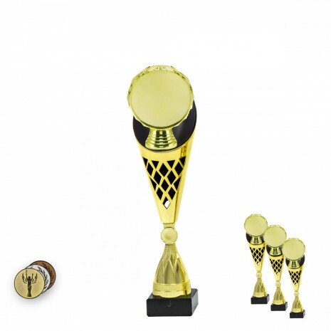 Scheibenhalter auf einer schwarz-goldenen Trophäe