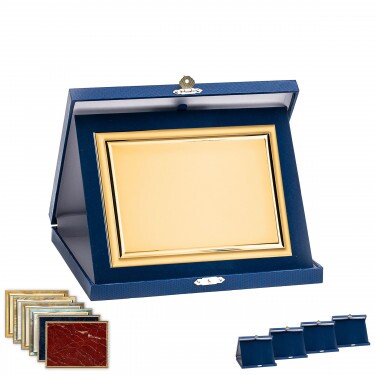 Lederähnliche Plakettenbox in Blau