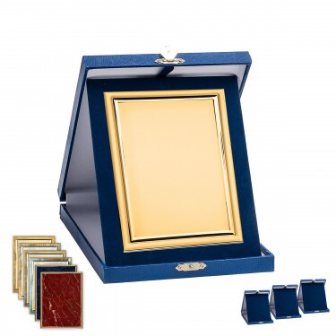 Lederähnliche Plakettenbox in Blau