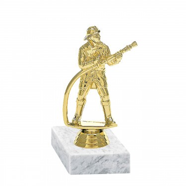 Feuerwehrmann Goldfigur mit Basis