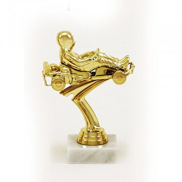 Gokart Goldfigur mit Basis