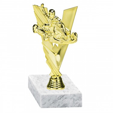 Go-Kart Goldfigur mit Basis