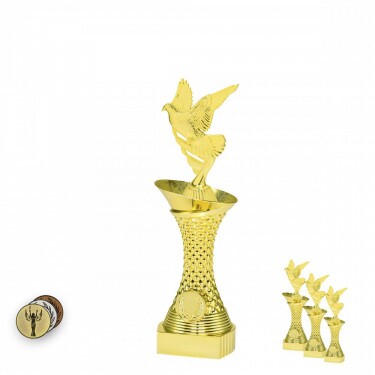 Taube (groß) auf goldenem Säulenständer