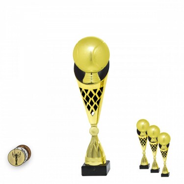 Globus auf einer schwarz-goldenen Trophäe