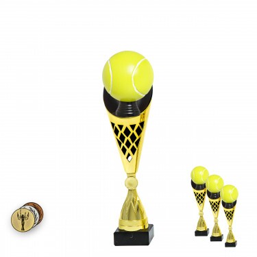 Tennisball auf einer schwarz-goldenen Trophäe A