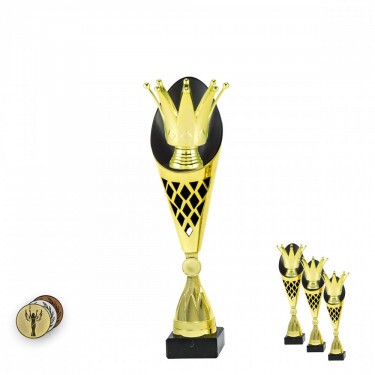 Krone auf einer schwarz-goldenen Trophäe