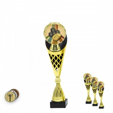 E-sport PC auf einer schwarz-goldenen Trophäe